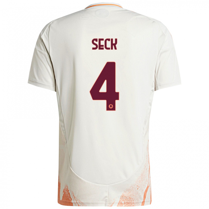 Enfant Maillot Mohamed Seck #4 Crème Blanc Orange Tenues Extérieur 2024/25 T-Shirt Belgique