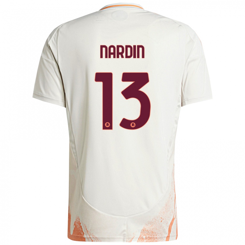 Enfant Maillot Federico Nardin #13 Crème Blanc Orange Tenues Extérieur 2024/25 T-Shirt Belgique