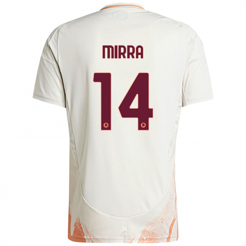 Enfant Maillot Jacopo Mirra #14 Crème Blanc Orange Tenues Extérieur 2024/25 T-Shirt Belgique