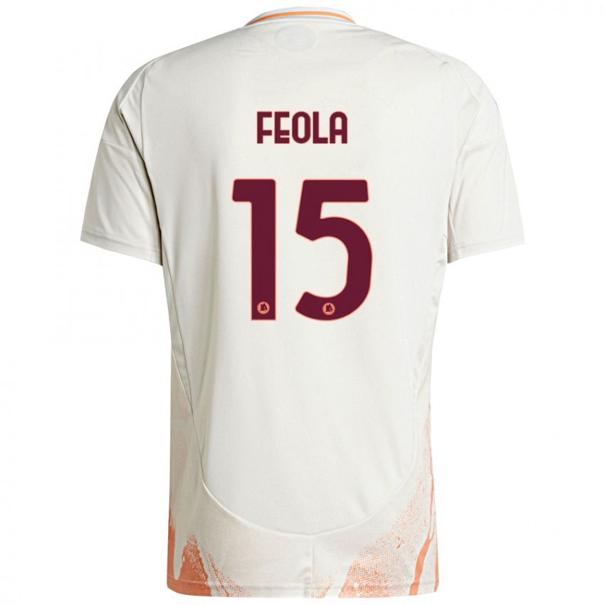 Enfant Maillot William Feola #15 Crème Blanc Orange Tenues Extérieur 2024/25 T-Shirt Belgique