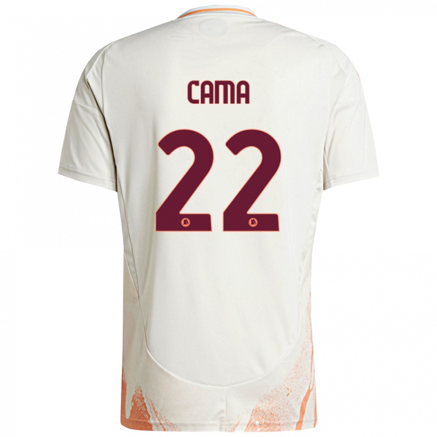 Enfant Maillot Cristian Cama #22 Crème Blanc Orange Tenues Extérieur 2024/25 T-Shirt Belgique