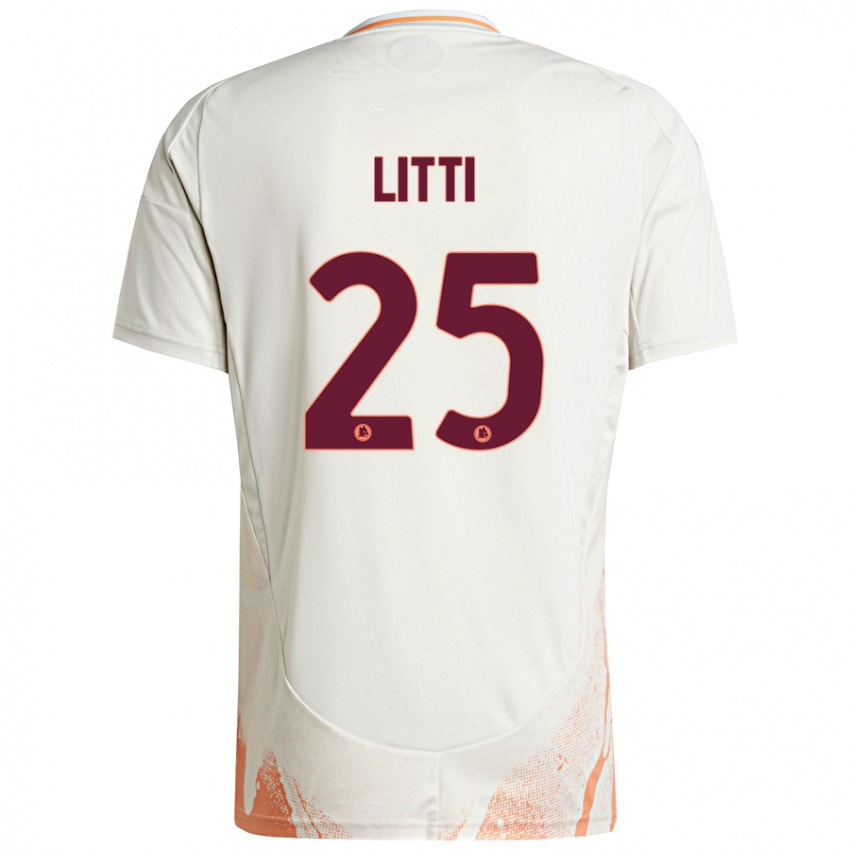 Enfant Maillot Marco Litti #25 Crème Blanc Orange Tenues Extérieur 2024/25 T-Shirt Belgique