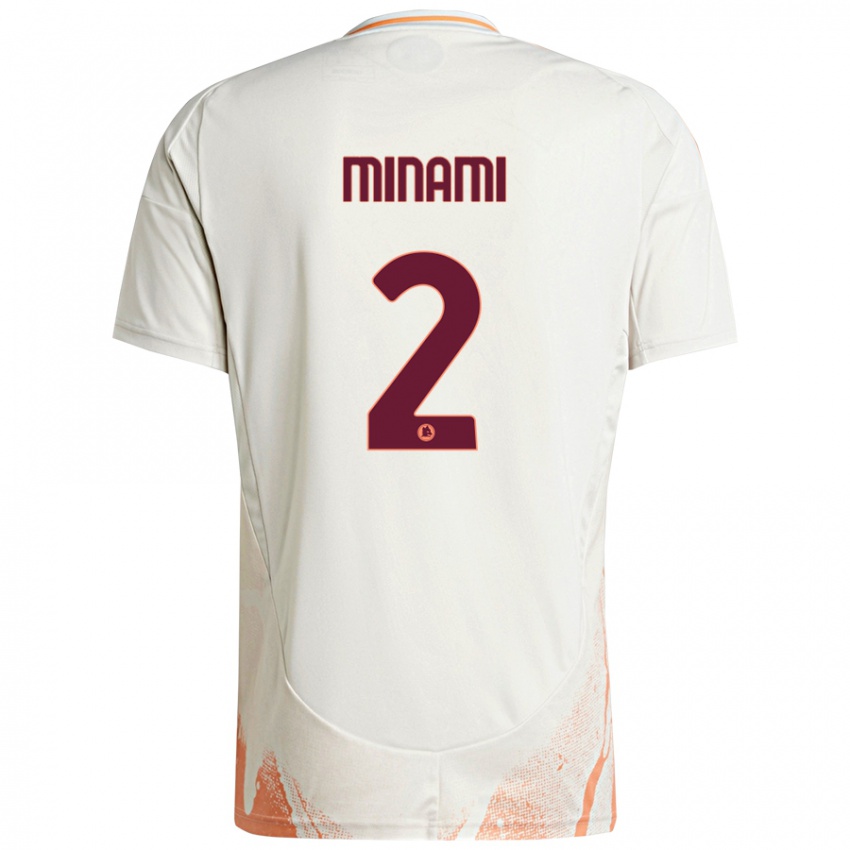 Enfant Maillot Moeka Minami #2 Crème Blanc Orange Tenues Extérieur 2024/25 T-Shirt Belgique