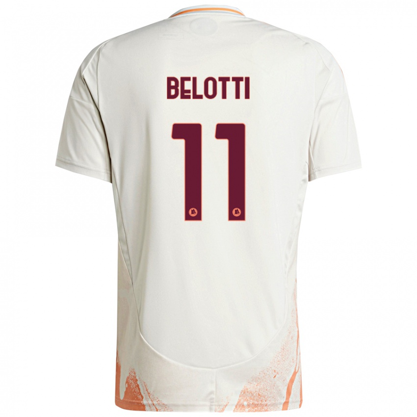 Enfant Maillot Andrea Belotti #11 Crème Blanc Orange Tenues Extérieur 2024/25 T-Shirt Belgique