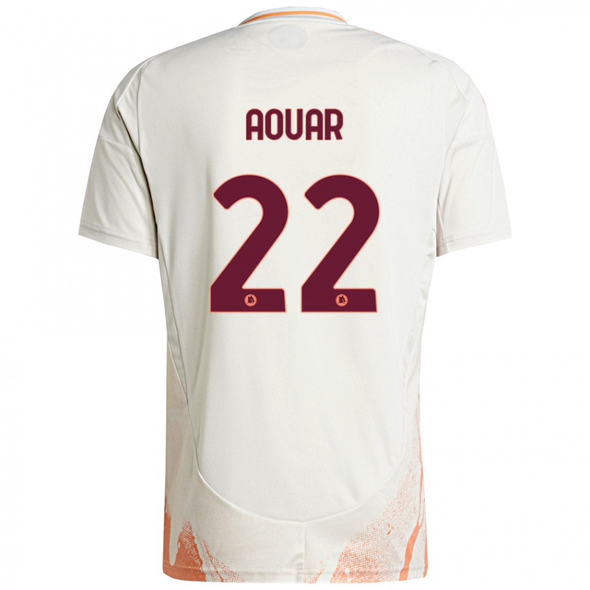 Enfant Maillot Houssem Aouar #22 Crème Blanc Orange Tenues Extérieur 2024/25 T-Shirt Belgique