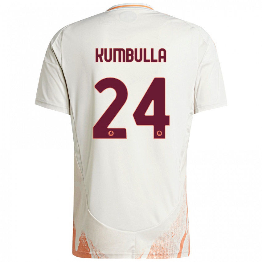 Enfant Maillot Marash Kumbulla #24 Crème Blanc Orange Tenues Extérieur 2024/25 T-Shirt Belgique