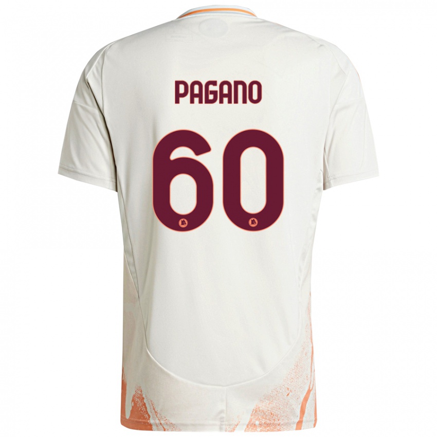 Enfant Maillot Riccardo Pagano #60 Crème Blanc Orange Tenues Extérieur 2024/25 T-Shirt Belgique