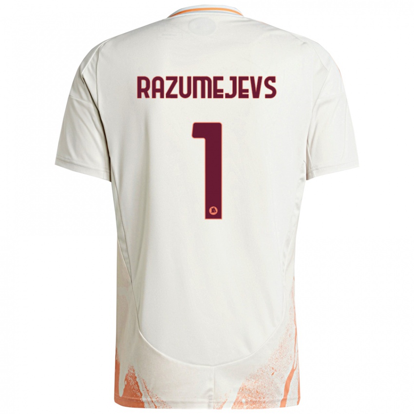 Enfant Maillot Vladislavs Razumejevs #1 Crème Blanc Orange Tenues Extérieur 2024/25 T-Shirt Belgique