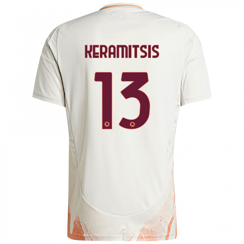 Enfant Maillot Dimitrios Keramitsis #13 Crème Blanc Orange Tenues Extérieur 2024/25 T-Shirt Belgique