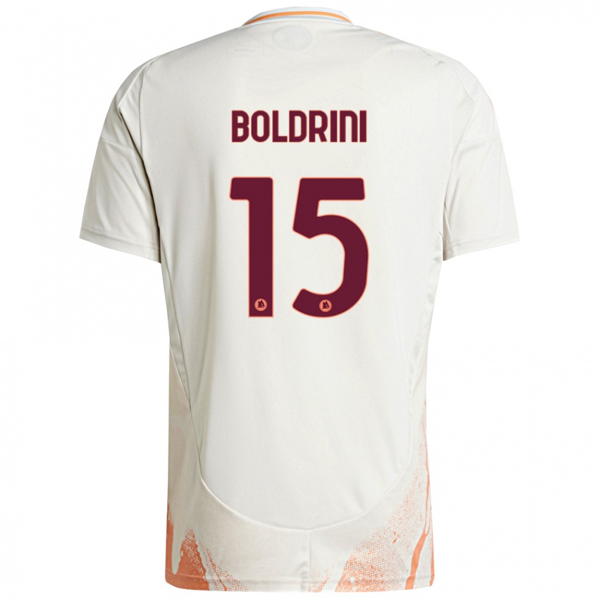 Enfant Maillot Mattia Boldrini #15 Crème Blanc Orange Tenues Extérieur 2024/25 T-Shirt Belgique