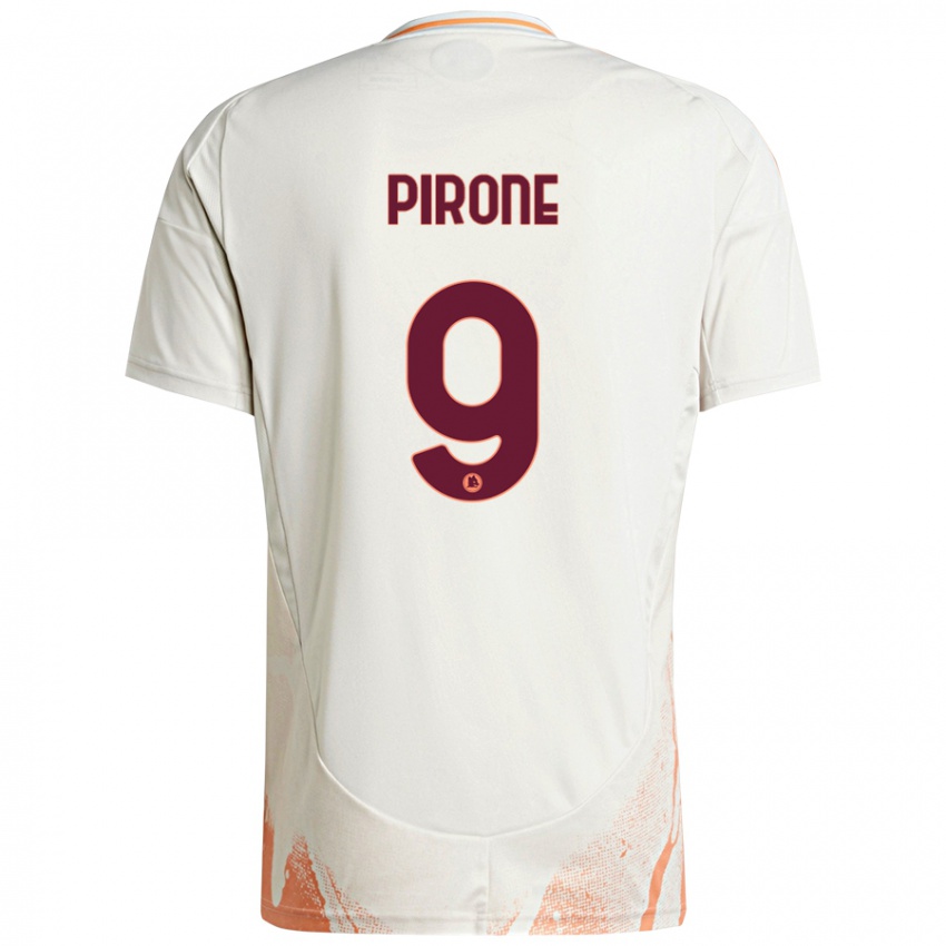 Enfant Maillot Valeria Pirone #9 Crème Blanc Orange Tenues Extérieur 2024/25 T-Shirt Belgique