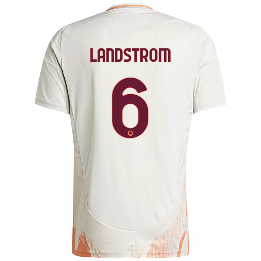 Enfant Maillot Elin Landstrom #6 Crème Blanc Orange Tenues Extérieur 2024/25 T-Shirt Belgique