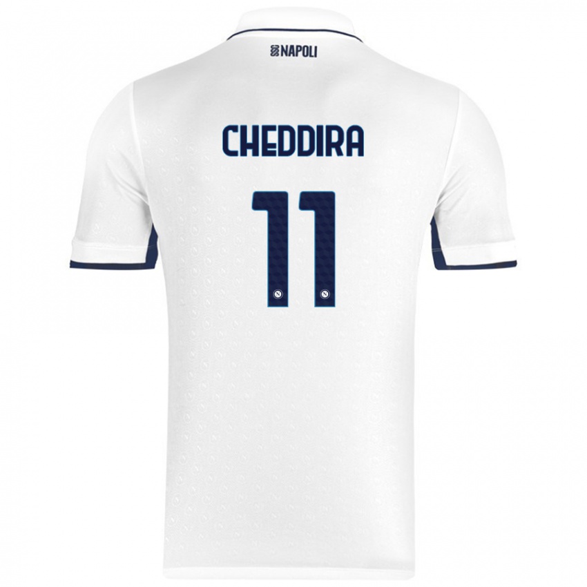 Kinderen Walid Cheddira #11 Wit Koningsblauw Uitshirt Uittenue 2024/25 T-Shirt België