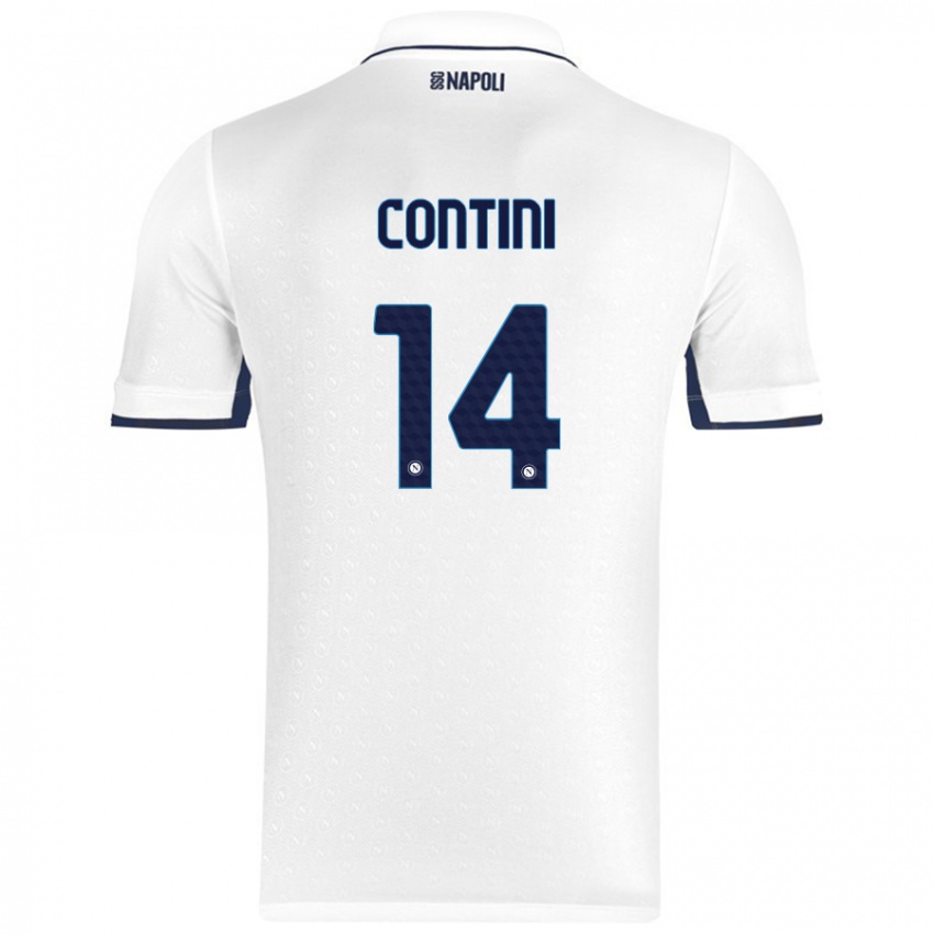 Kinderen Nikita Contini #14 Wit Koningsblauw Uitshirt Uittenue 2024/25 T-Shirt België