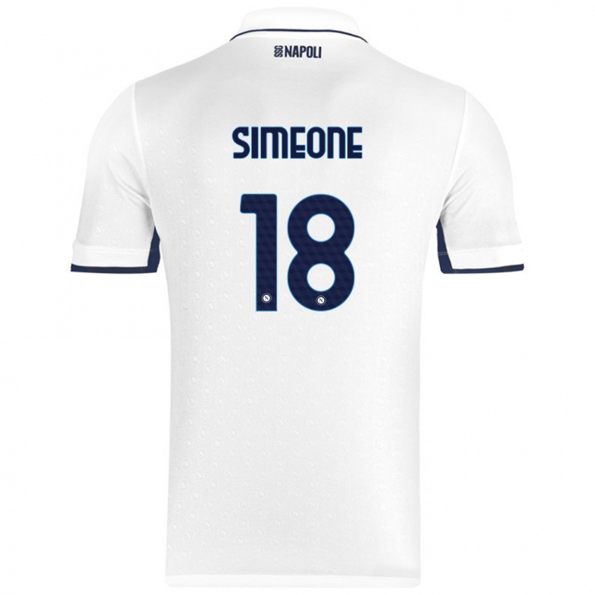 Kinderen Giovanni Simeone #18 Wit Koningsblauw Uitshirt Uittenue 2024/25 T-Shirt België