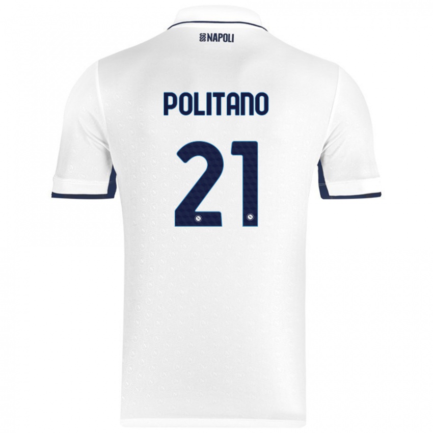 Kinderen Matteo Politano #21 Wit Koningsblauw Uitshirt Uittenue 2024/25 T-Shirt België