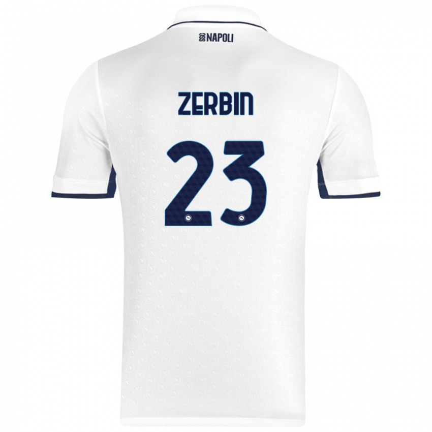 Kinderen Alessio Zerbin #23 Wit Koningsblauw Uitshirt Uittenue 2024/25 T-Shirt België