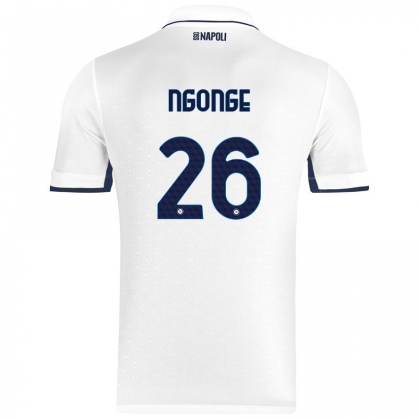 Kinderen Cyril Ngonge #26 Wit Koningsblauw Uitshirt Uittenue 2024/25 T-Shirt België