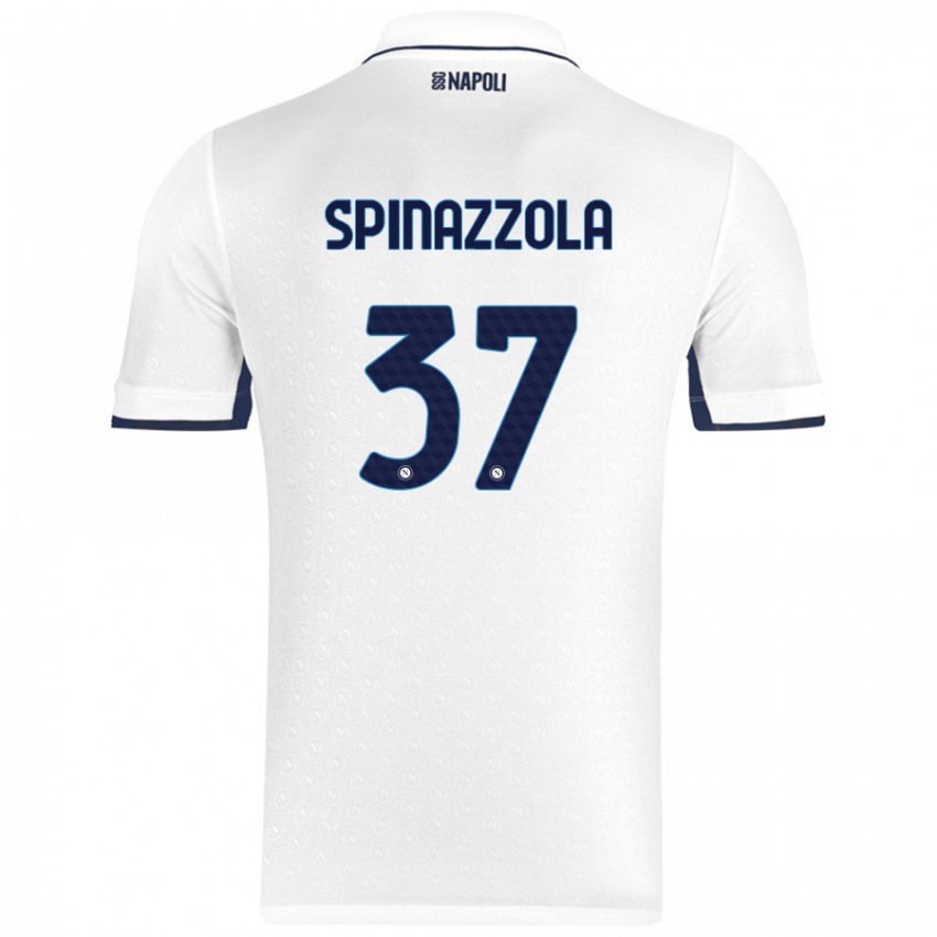 Kinderen Leonardo Spinazzola #37 Wit Koningsblauw Uitshirt Uittenue 2024/25 T-Shirt België