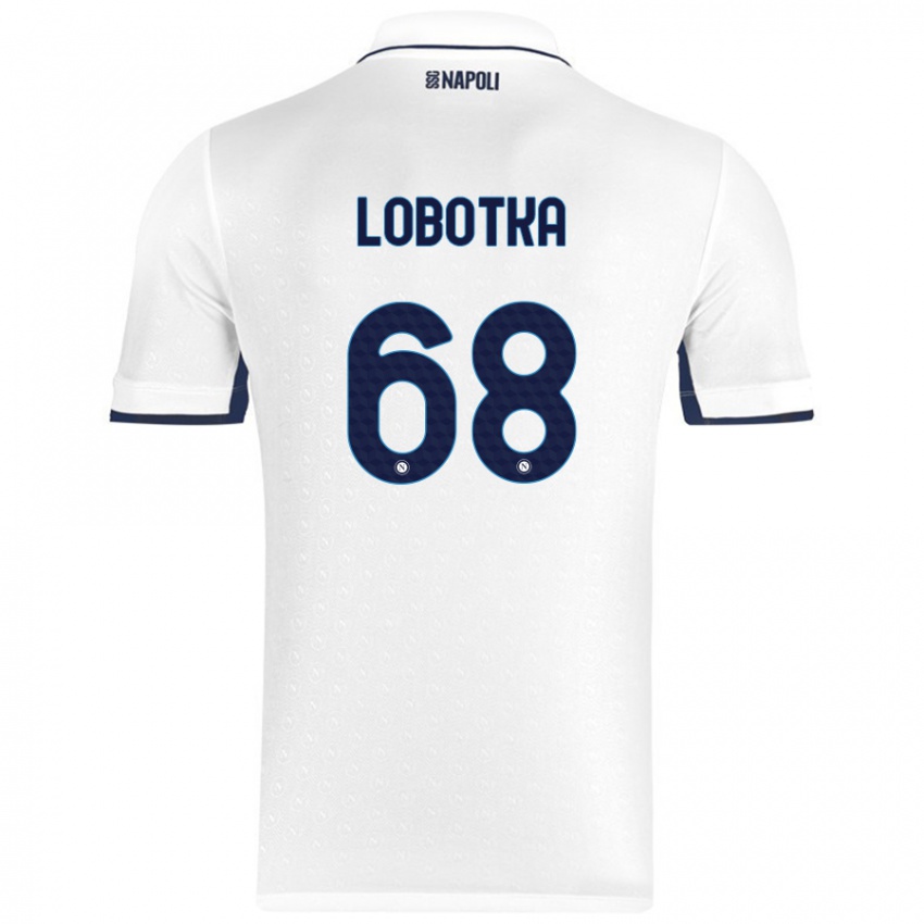 Kinderen Stanislav Lobotka #68 Wit Koningsblauw Uitshirt Uittenue 2024/25 T-Shirt België