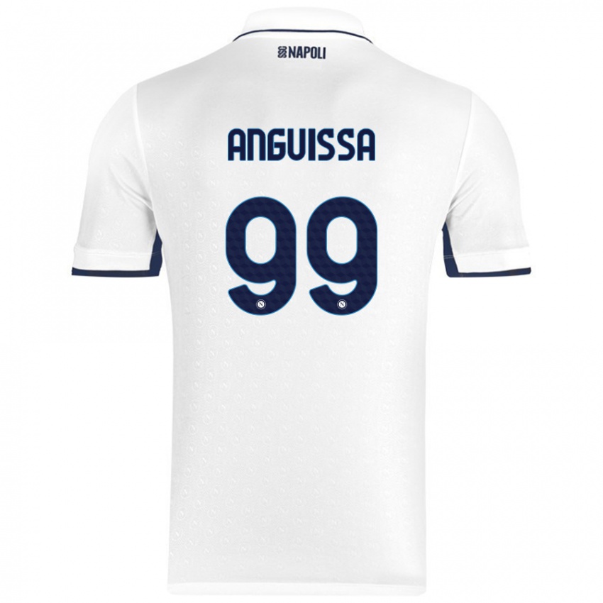 Kinderen Andre Zambo Anguissa #99 Wit Koningsblauw Uitshirt Uittenue 2024/25 T-Shirt België