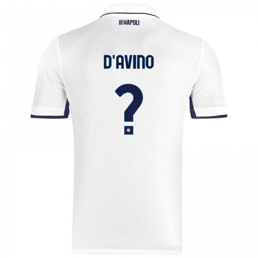 Enfant Maillot Luigi D'avino #0 Blanc Bleu Royal Tenues Extérieur 2024/25 T-Shirt Belgique