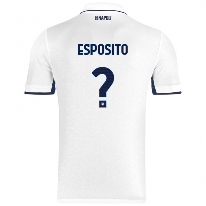 Kinderen Mattia Esposito #0 Wit Koningsblauw Uitshirt Uittenue 2024/25 T-Shirt België