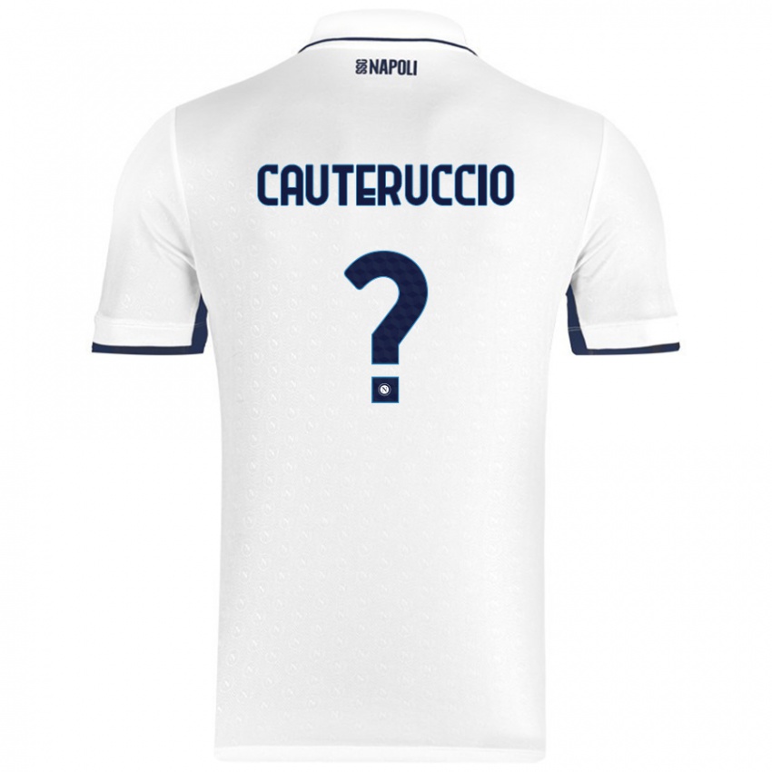 Kinderen Walter Cauteruccio #0 Wit Koningsblauw Uitshirt Uittenue 2024/25 T-Shirt België