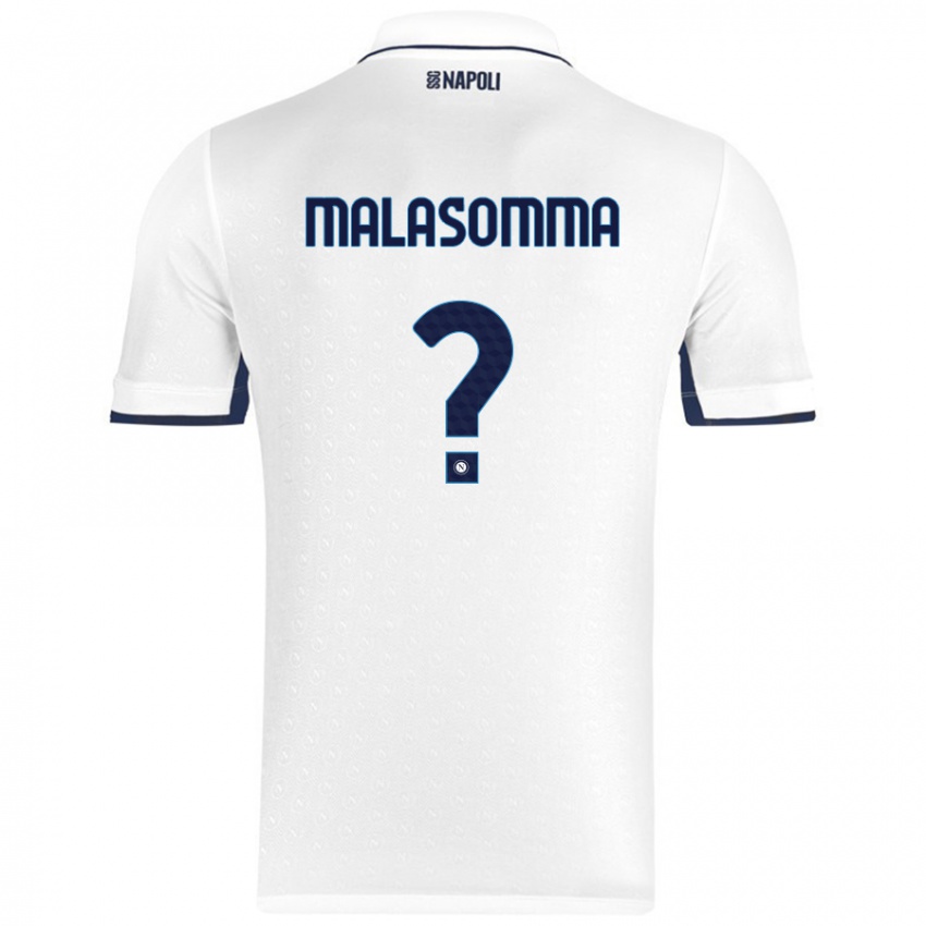 Kinderen Matteo Malasomma #0 Wit Koningsblauw Uitshirt Uittenue 2024/25 T-Shirt België