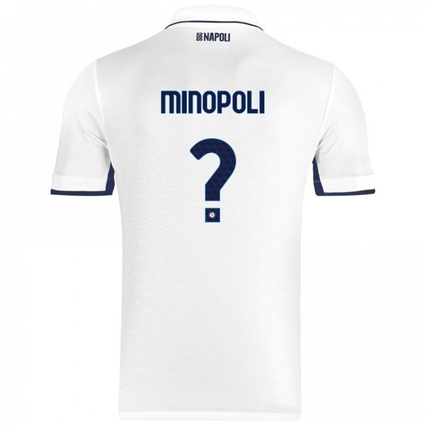 Kinderen Francesco Minopoli #0 Wit Koningsblauw Uitshirt Uittenue 2024/25 T-Shirt België