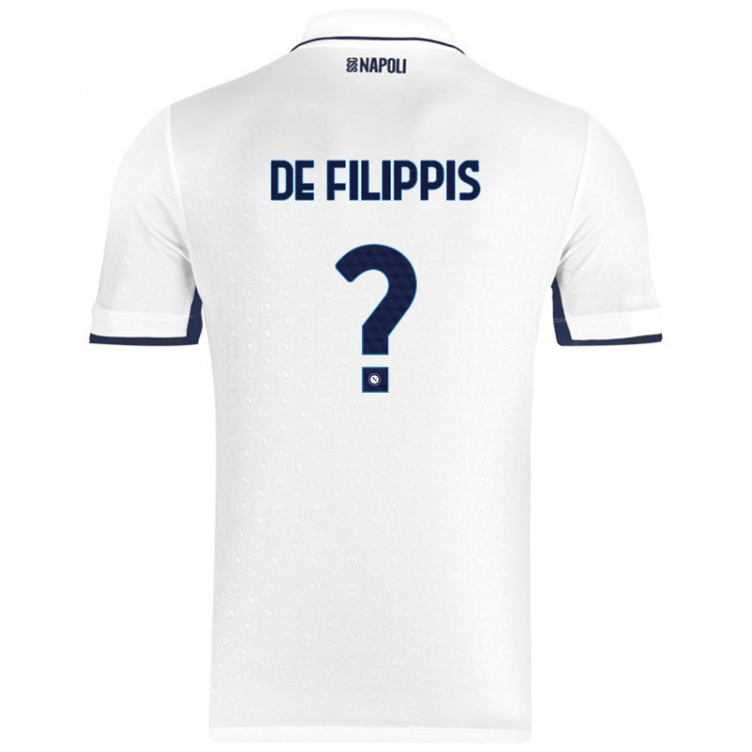 Kinderen Antonio De Filippis #0 Wit Koningsblauw Uitshirt Uittenue 2024/25 T-Shirt België