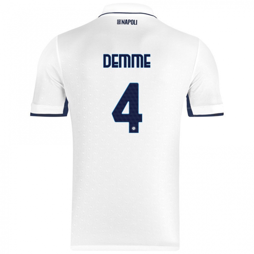 Enfant Maillot Diego Demme #4 Blanc Bleu Royal Tenues Extérieur 2024/25 T-Shirt Belgique