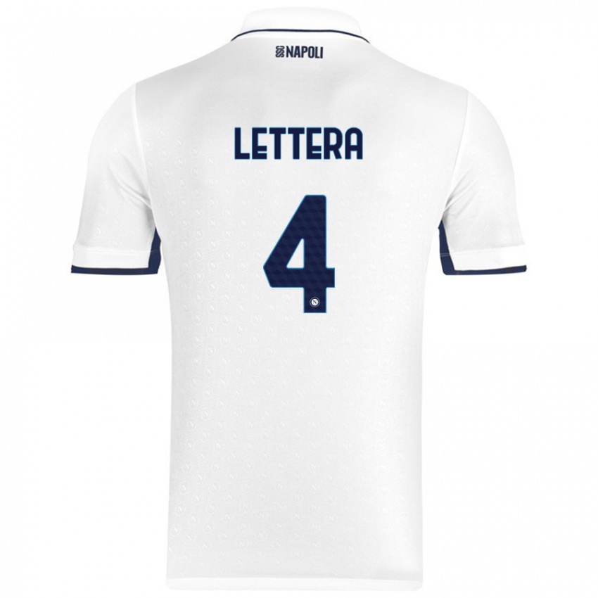 Enfant Maillot Alessio Lettera #4 Blanc Bleu Royal Tenues Extérieur 2024/25 T-Shirt Belgique