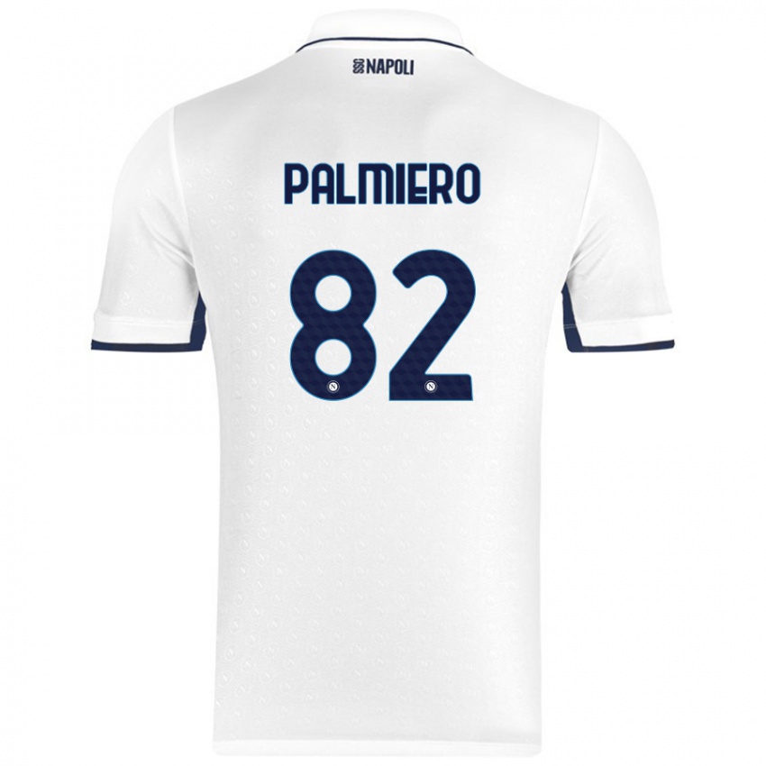 Enfant Maillot Luca Palmiero #82 Blanc Bleu Royal Tenues Extérieur 2024/25 T-Shirt Belgique