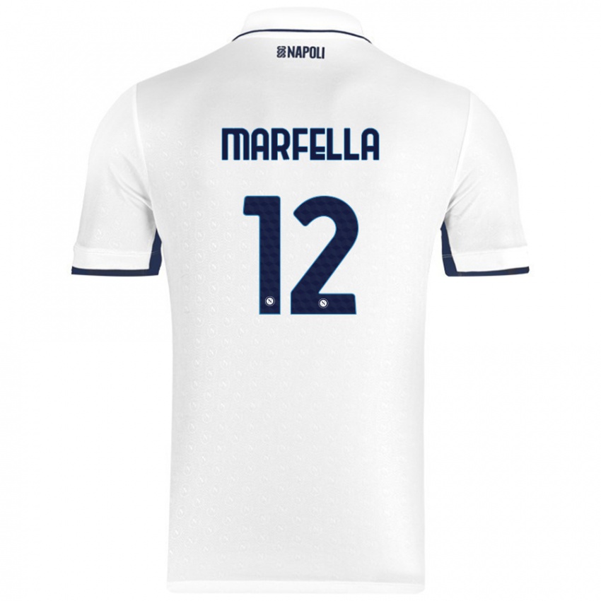 Kinderen Davide Marfella #12 Wit Koningsblauw Uitshirt Uittenue 2024/25 T-Shirt België