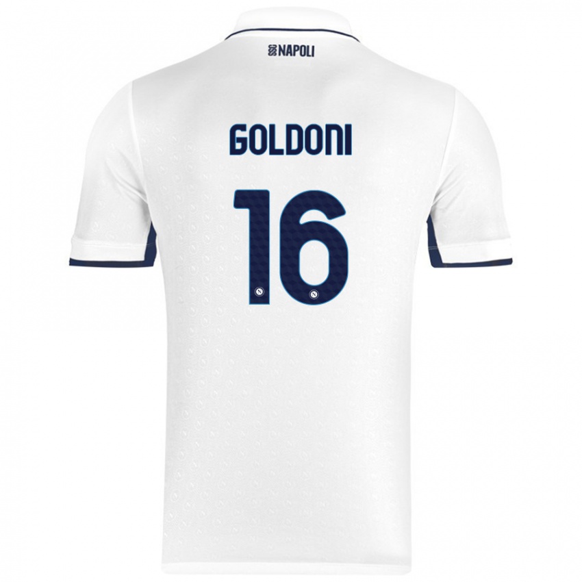 Kinderen Eleonora Goldoni #16 Wit Koningsblauw Uitshirt Uittenue 2024/25 T-Shirt België