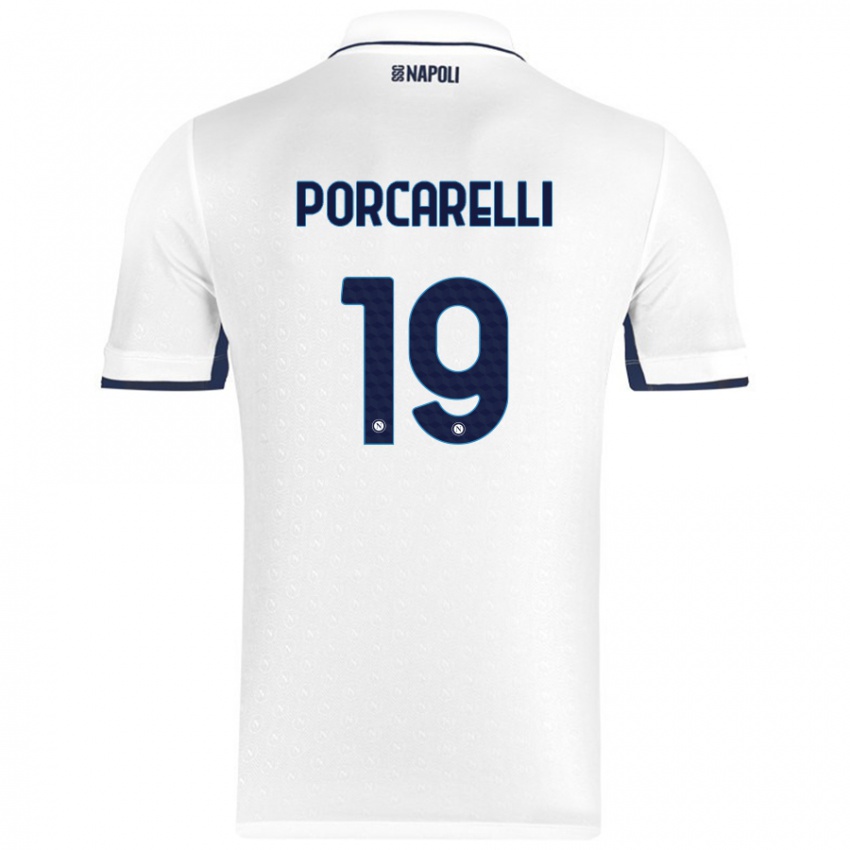 Kinderen Maddelena Porcarelli #19 Wit Koningsblauw Uitshirt Uittenue 2024/25 T-Shirt België