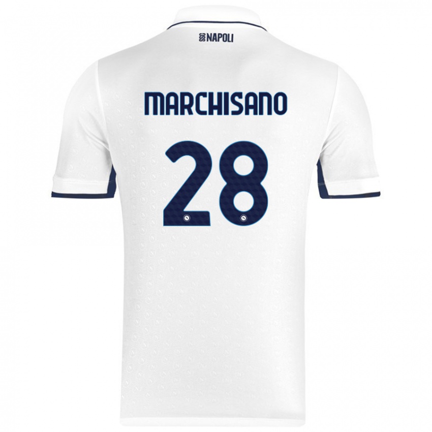 Enfant Maillot Matteo Marchisano #28 Blanc Bleu Royal Tenues Extérieur 2024/25 T-Shirt Belgique