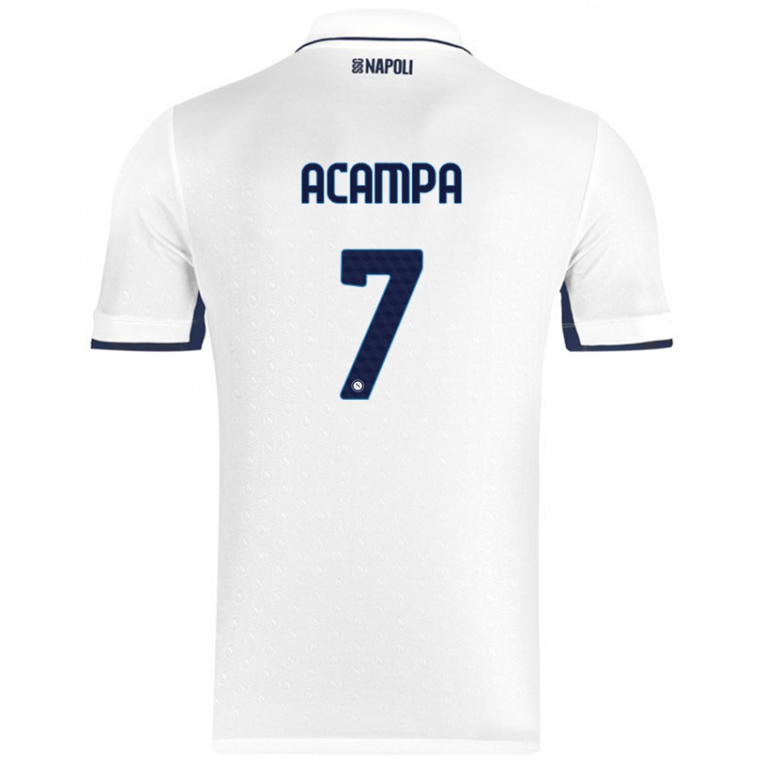 Enfant Maillot Davide Acampa #7 Blanc Bleu Royal Tenues Extérieur 2024/25 T-Shirt Belgique