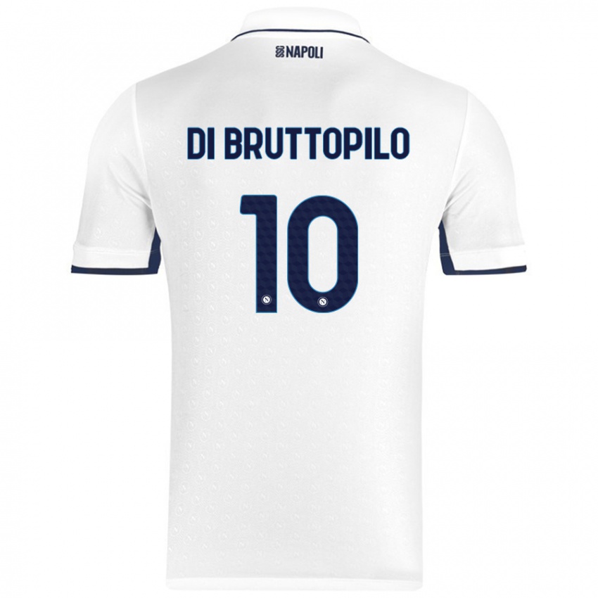 Kinderen Giuseppe Ambrosino Di Bruttopilo #10 Wit Koningsblauw Uitshirt Uittenue 2024/25 T-Shirt België