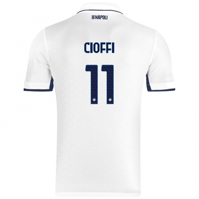 Enfant Maillot Antonio Cioffi #11 Blanc Bleu Royal Tenues Extérieur 2024/25 T-Shirt Belgique