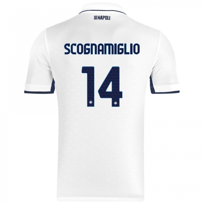 Kinderen Fabio Scognamiglio #14 Wit Koningsblauw Uitshirt Uittenue 2024/25 T-Shirt België