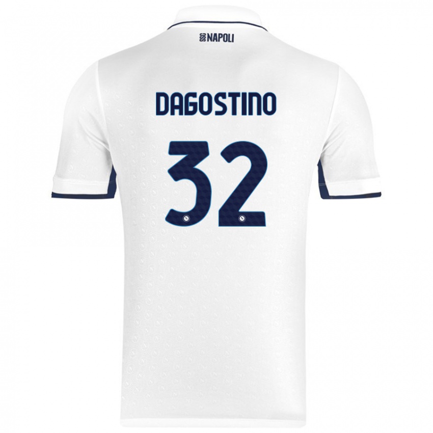 Kinder Giuseppe Dagostino #32 Weiß Königsblau Auswärtstrikot Trikot 2024/25 T-Shirt Belgien