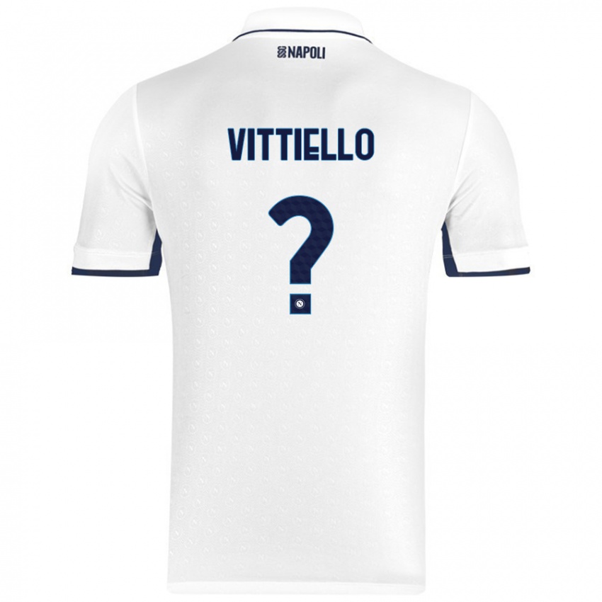 Enfant Maillot Antonio Vittiello #0 Blanc Bleu Royal Tenues Extérieur 2024/25 T-Shirt Belgique