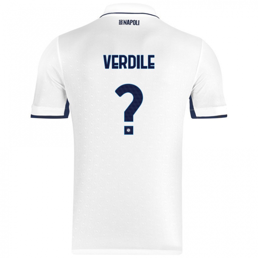 Kinderen Domenico Verdile #0 Wit Koningsblauw Uitshirt Uittenue 2024/25 T-Shirt België