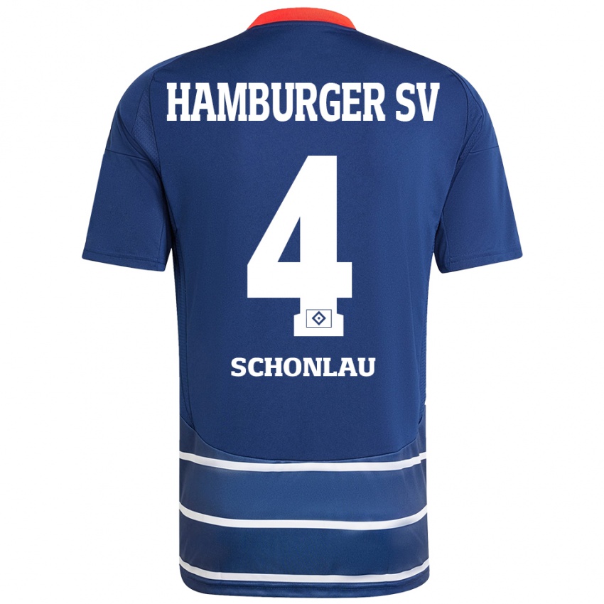 Enfant Maillot Sebastian Schonlau #4 Bleu Foncé Tenues Extérieur 2024/25 T-Shirt Belgique