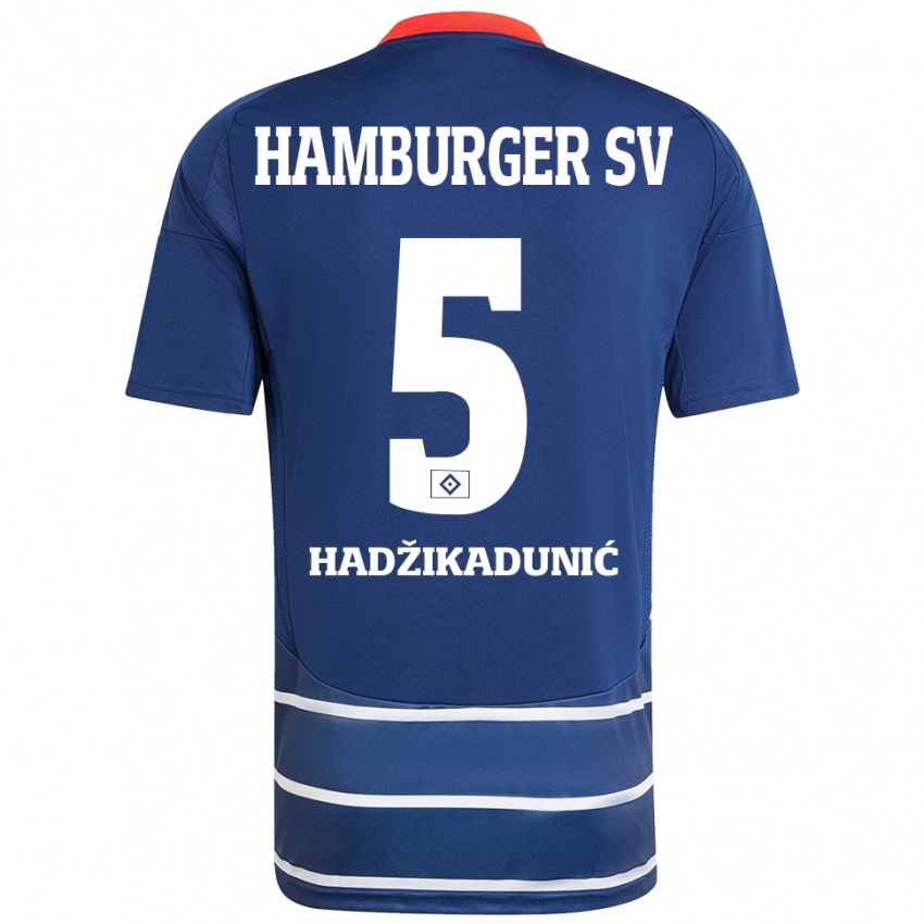 Enfant Maillot Dennis Hadzikadunic #5 Bleu Foncé Tenues Extérieur 2024/25 T-Shirt Belgique