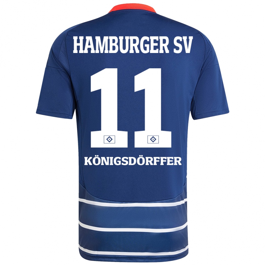 Enfant Maillot Ransford Königsdörffer #11 Bleu Foncé Tenues Extérieur 2024/25 T-Shirt Belgique