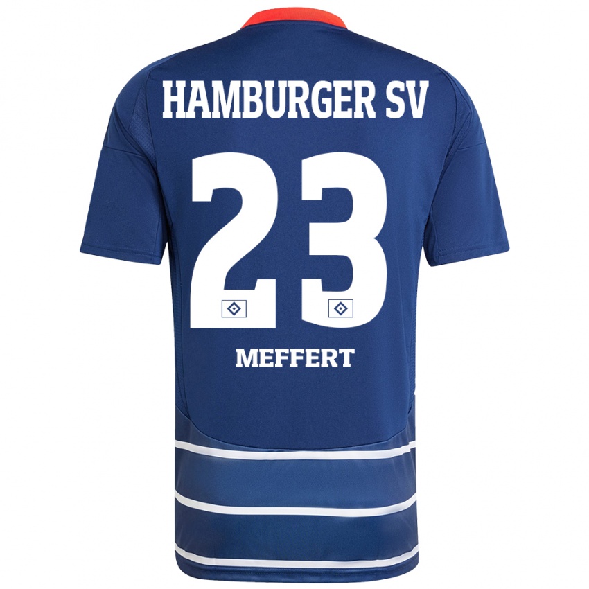 Enfant Maillot Jonas Meffert #23 Bleu Foncé Tenues Extérieur 2024/25 T-Shirt Belgique