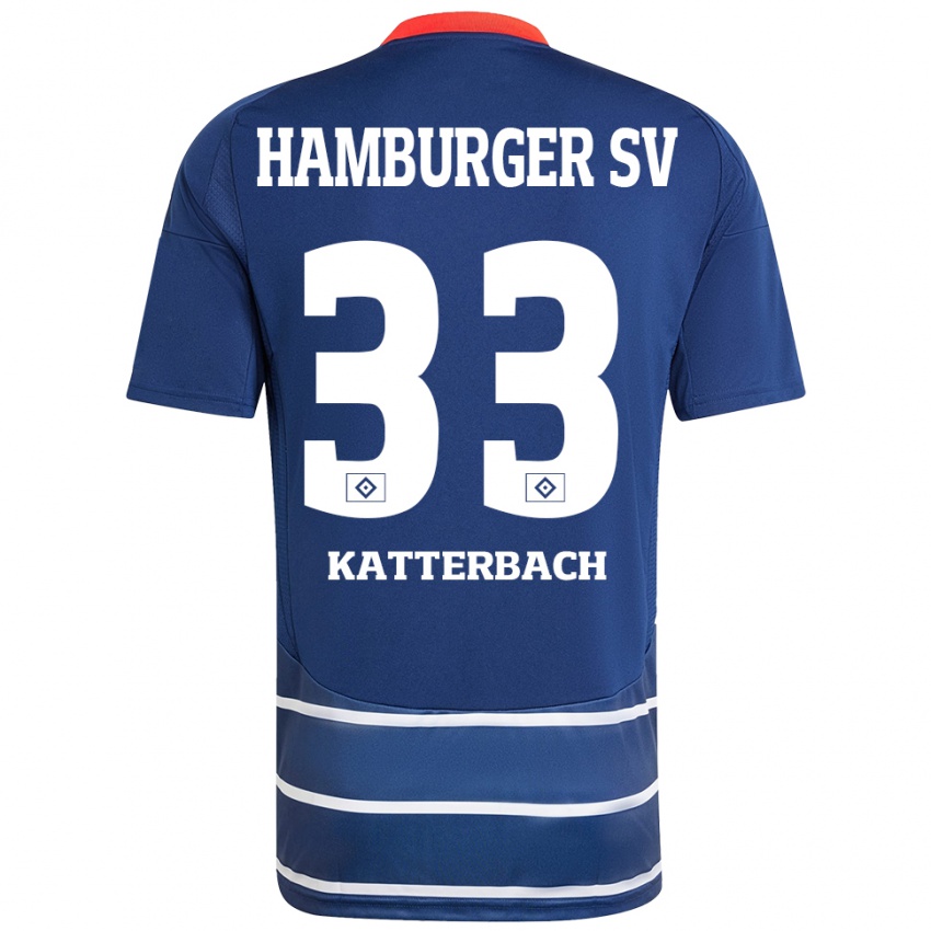 Enfant Maillot Noah Katterbach #33 Bleu Foncé Tenues Extérieur 2024/25 T-Shirt Belgique